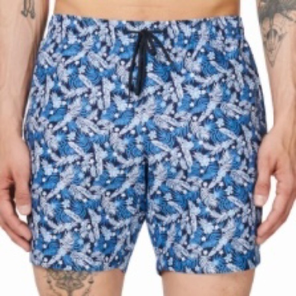 Construct Swim Trunks - Navy Palm Print - Size XXL